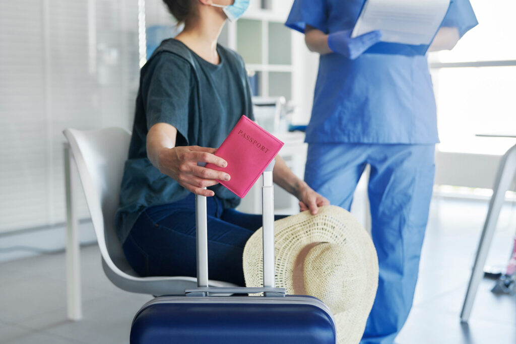 Woman travelling abroad for breast augmentation