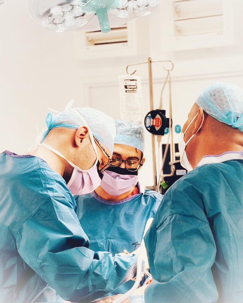 Breast surgeon performing surgery